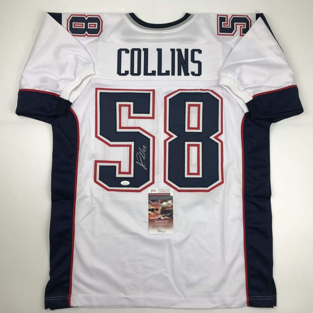 Autographed/Signed Jamie Collins New England White Football Jersey JSA COA