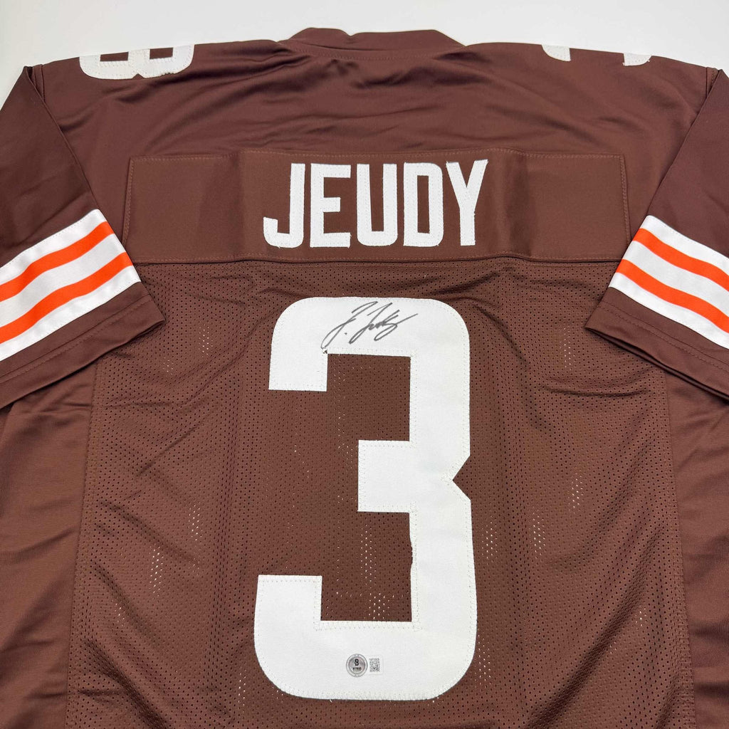 Autographed/Signed Jerry Jeudy Cleveland Brown Football Jersey Beckett BAS COA