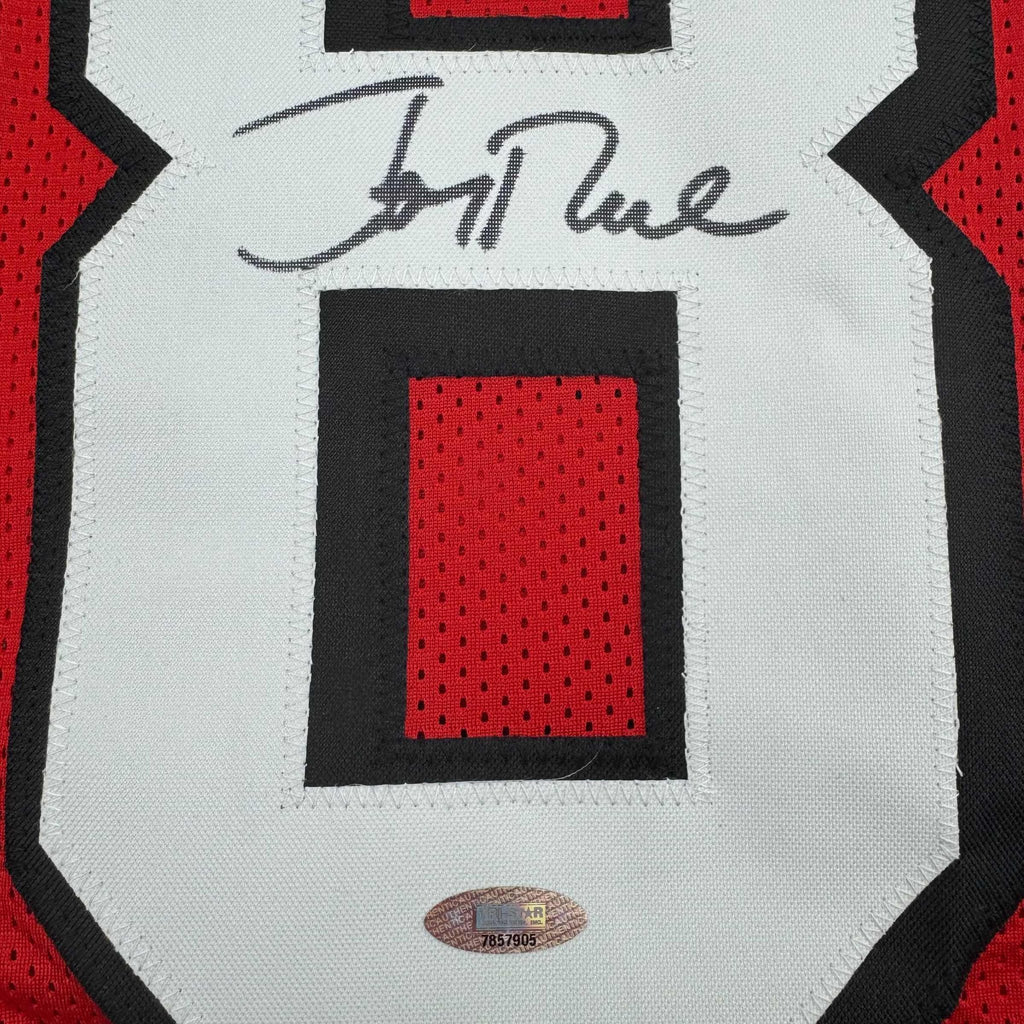 Autographed/Signed Jerry Rice San Francisco Red Alternate Football Jersey Tristar COA