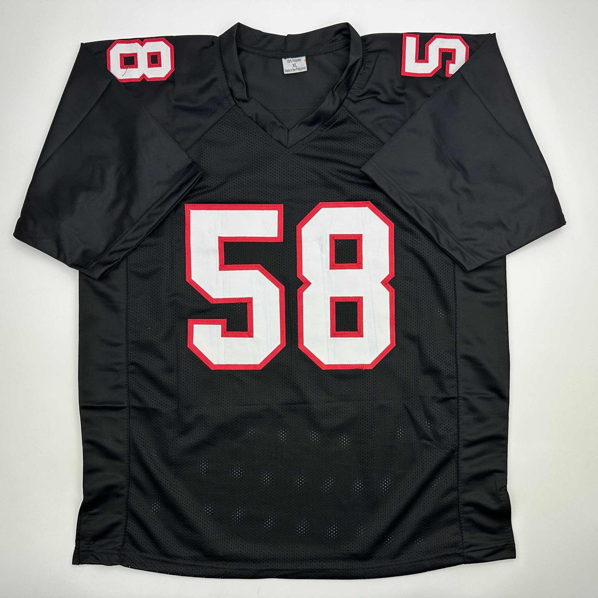 Autographed/Signed Jessie Tuggle Atlanta Black Football Jersey JSA COA