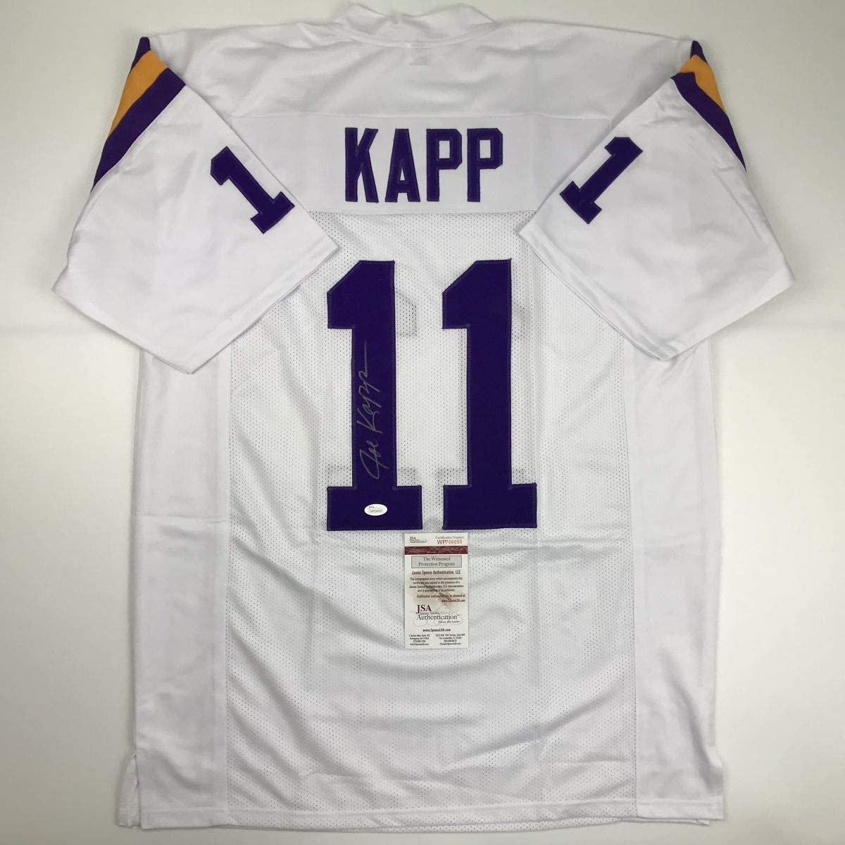 Autographed/Signed Joe Kapp Minnesota White Football Jersey JSA COA