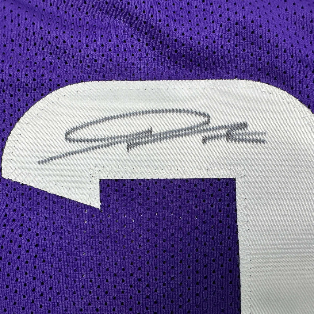 Autographed/Signed Jordan Addison Minnesota Purple Football Jersey JSA COA