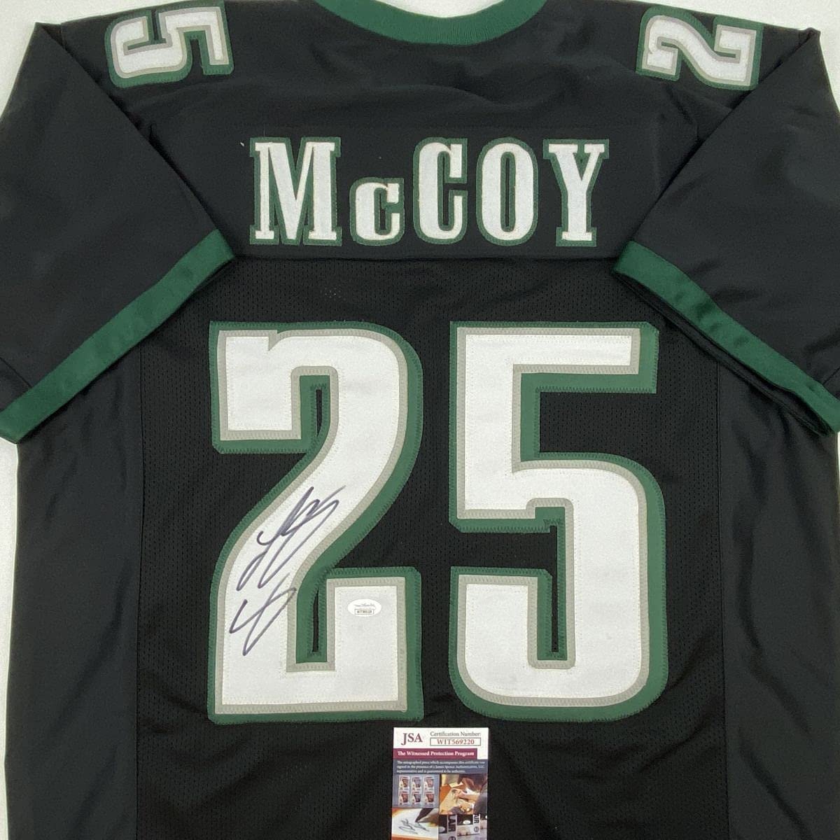 Autographed/Signed LeSean McCoy Philadelphia Black Football Jersey JSA COA