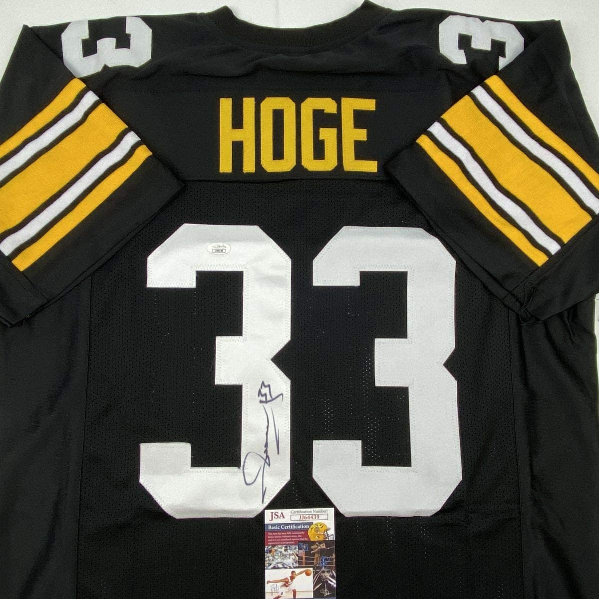 Autographed/Signed Merril Hoge Pittsburgh Black Football Jersey JSA COA