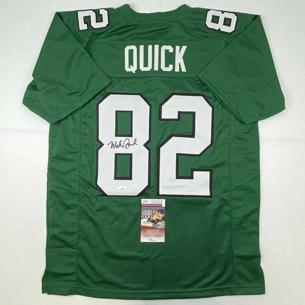 Autographed/Signed Mike Quick Philadelphia Kelly Green Football Jersey JSA COA