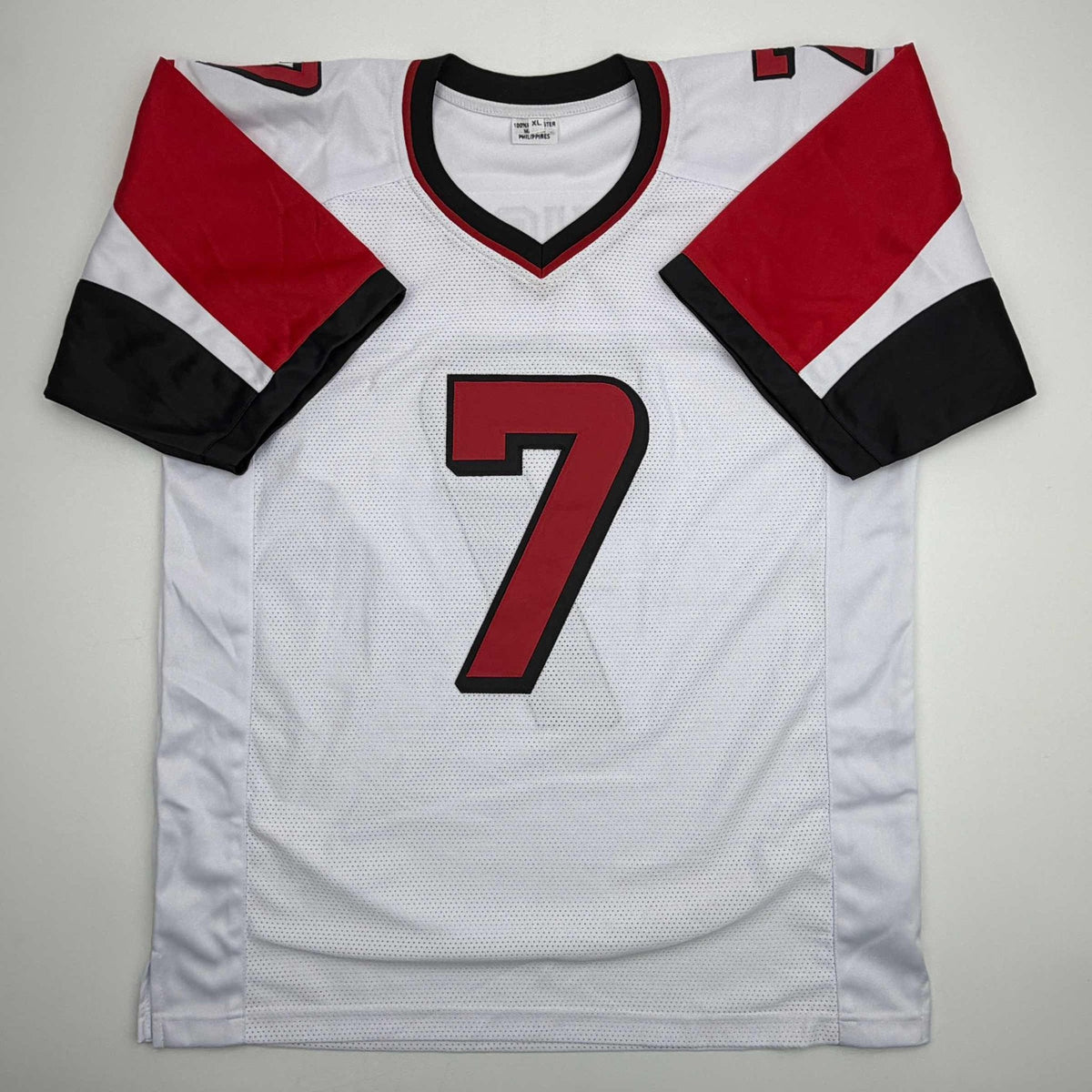 Autographed/Signed Michael Mike Vick Atlanta White Football Jersey Beckett BAS COA