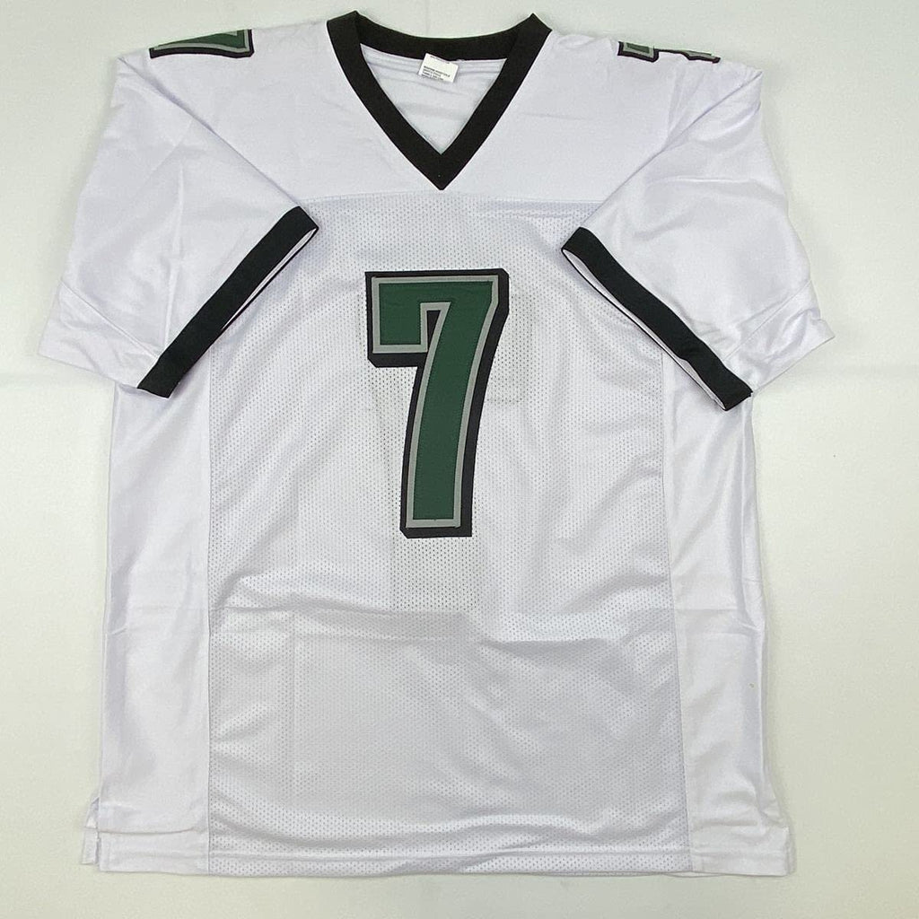 Autographed/Signed Michael Mike Vick Philadelphia White Football Jersey Beckett BAS COA