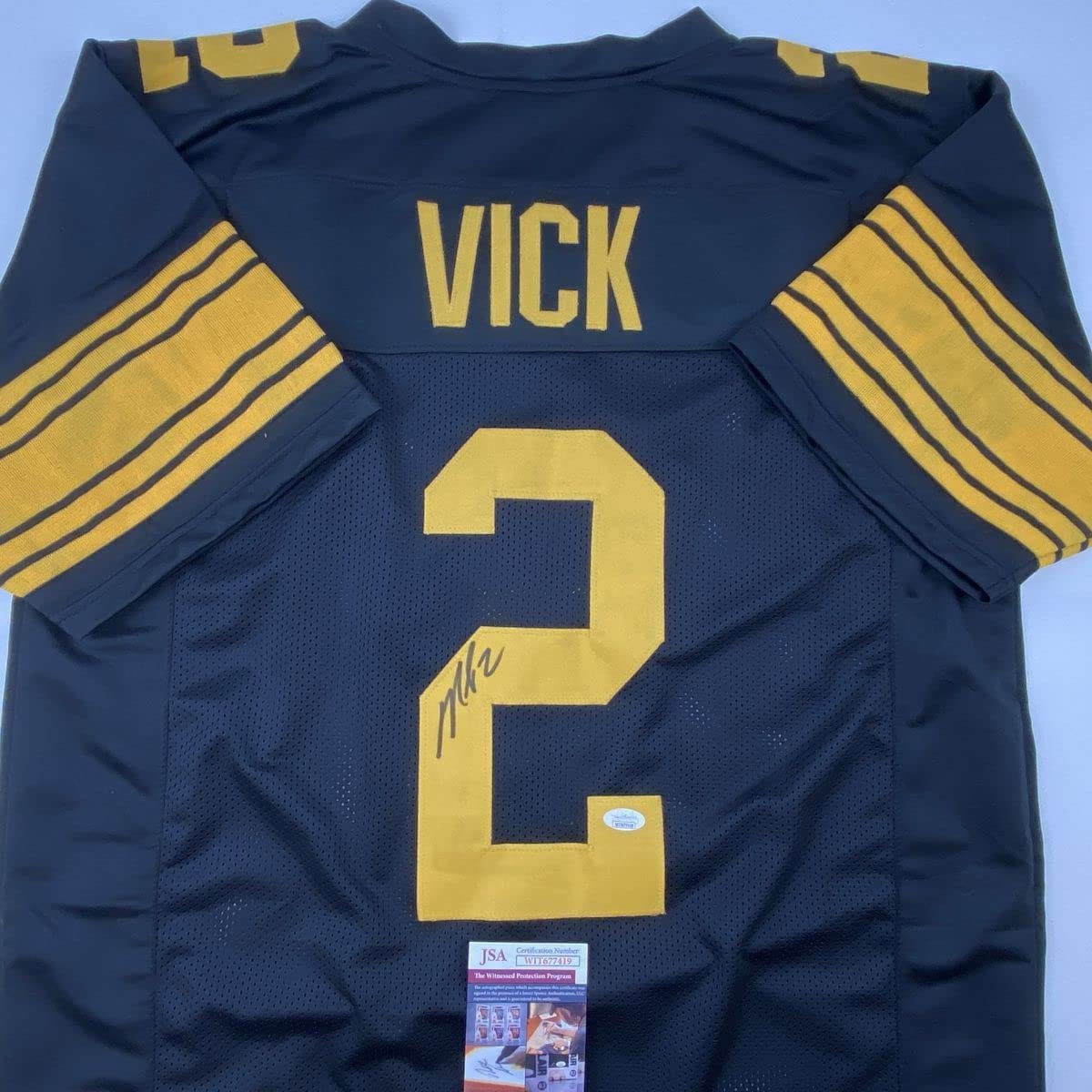 Autographed/Signed Michael Mike Vick Pittsburgh Color Rush Football Jersey JSA COA