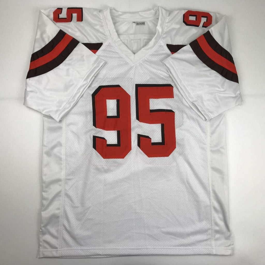 Autographed/Signed Myles Garrett Cleveland White Football Jersey JSA COA