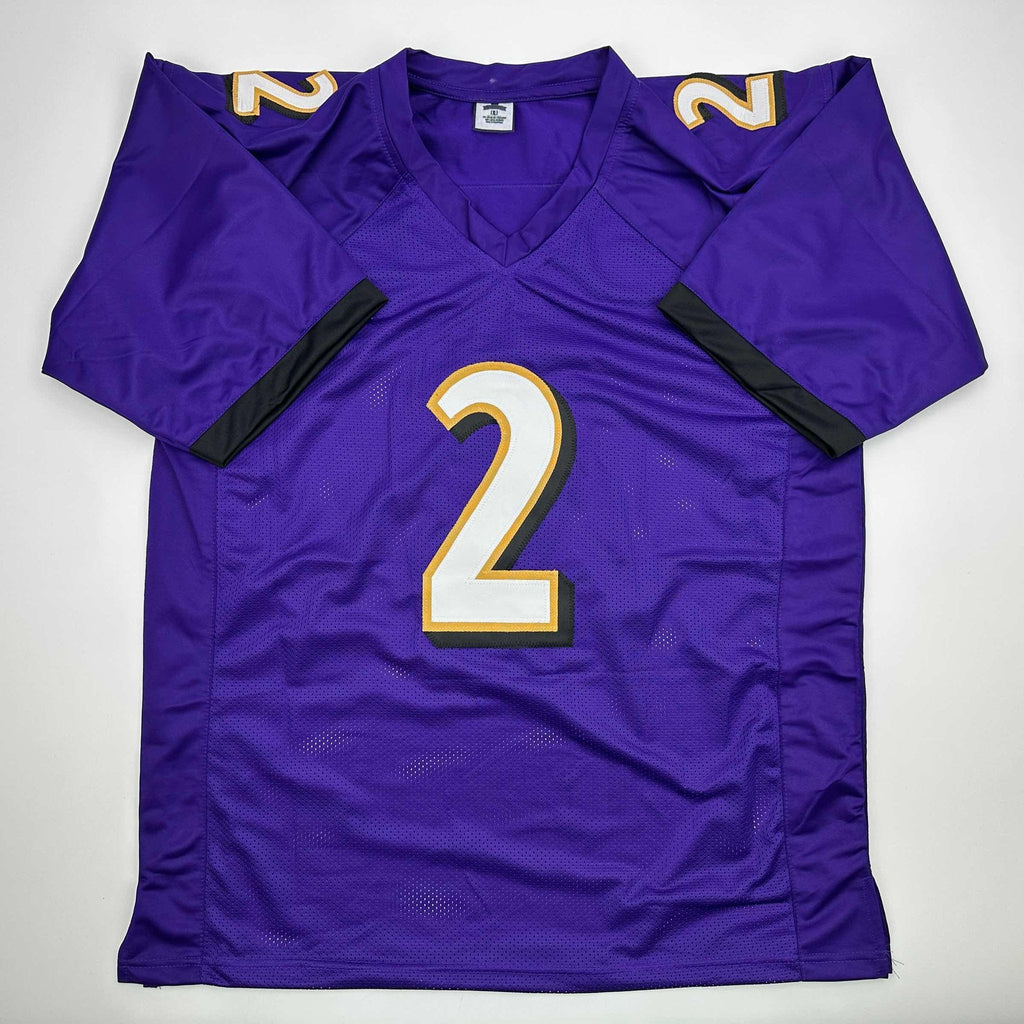 Autographed/Signed Nate Wiggins Baltimore Purple Football Jersey JSA COA