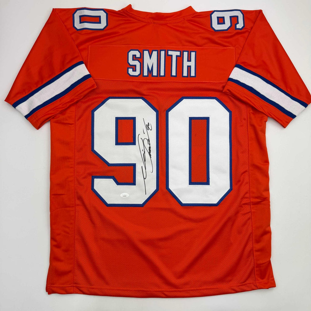 Autographed/Signed Neil Smith Denver Retro Orange Football Jersey JSA COA