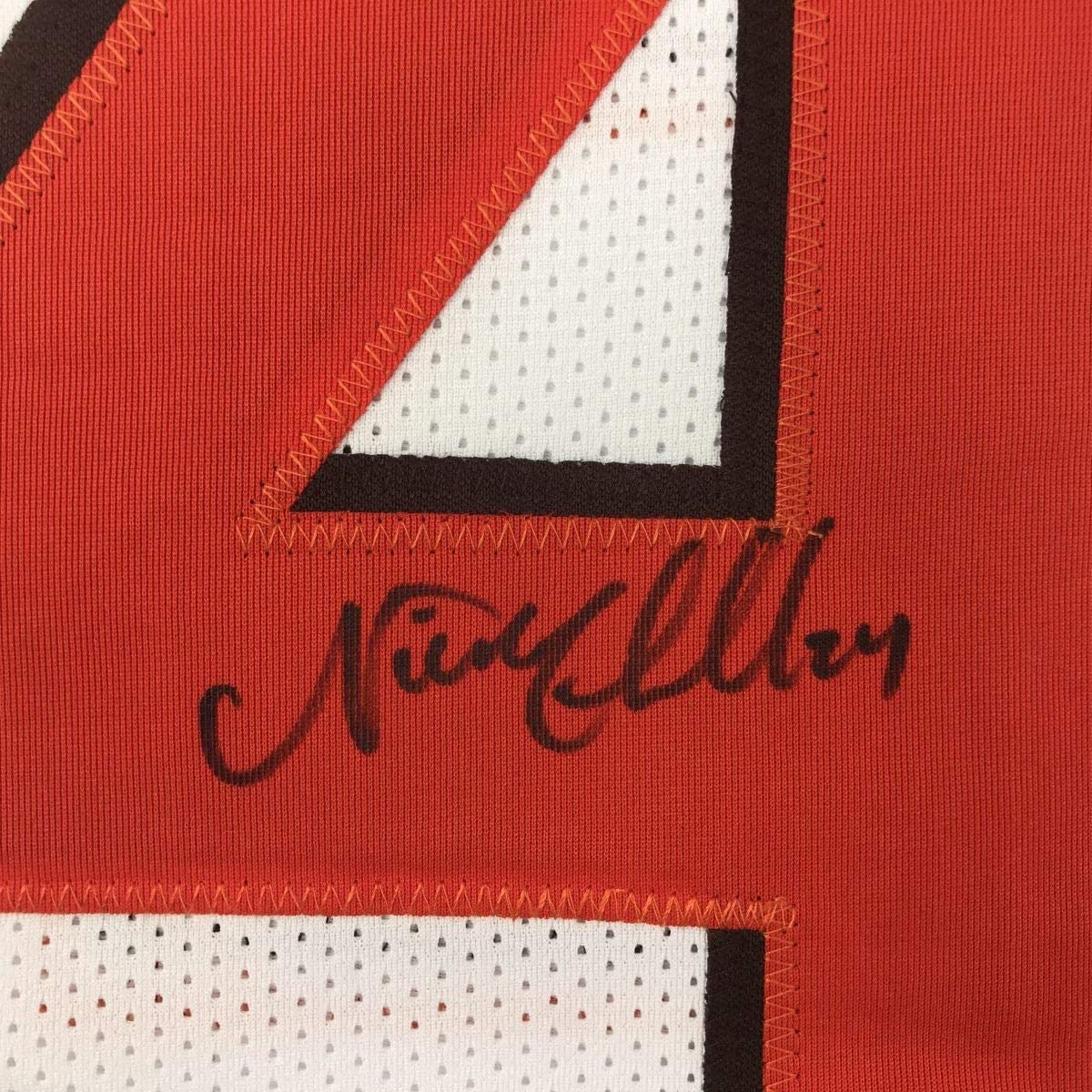 Autographed/Signed Nick Chubb Cleveland White Football Jersey JSA COA