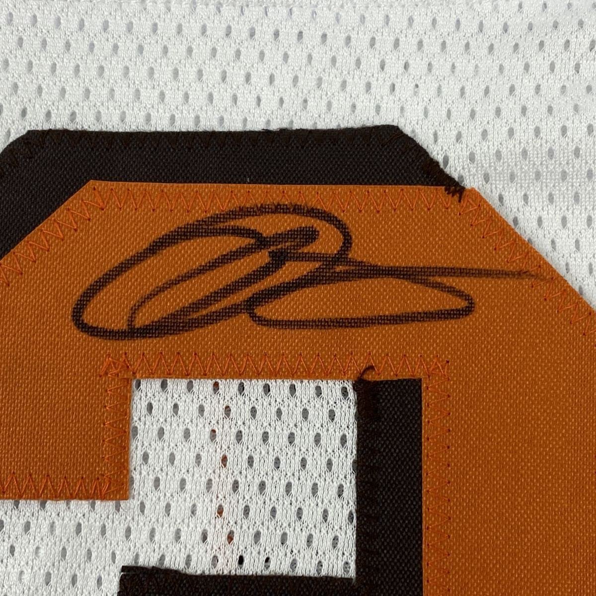 Autographed/Signed Odell Beckham Jr. & Jarvis Landry Cleveland White Football Jersey JSA COA