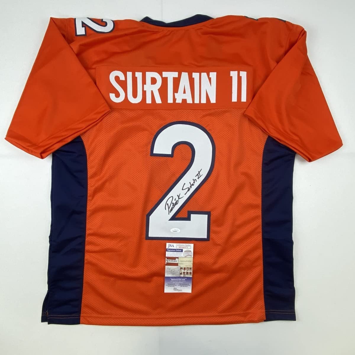 Autographed/Signed Patrick Surtain II Denver Orange Football Jersey JSA COA
