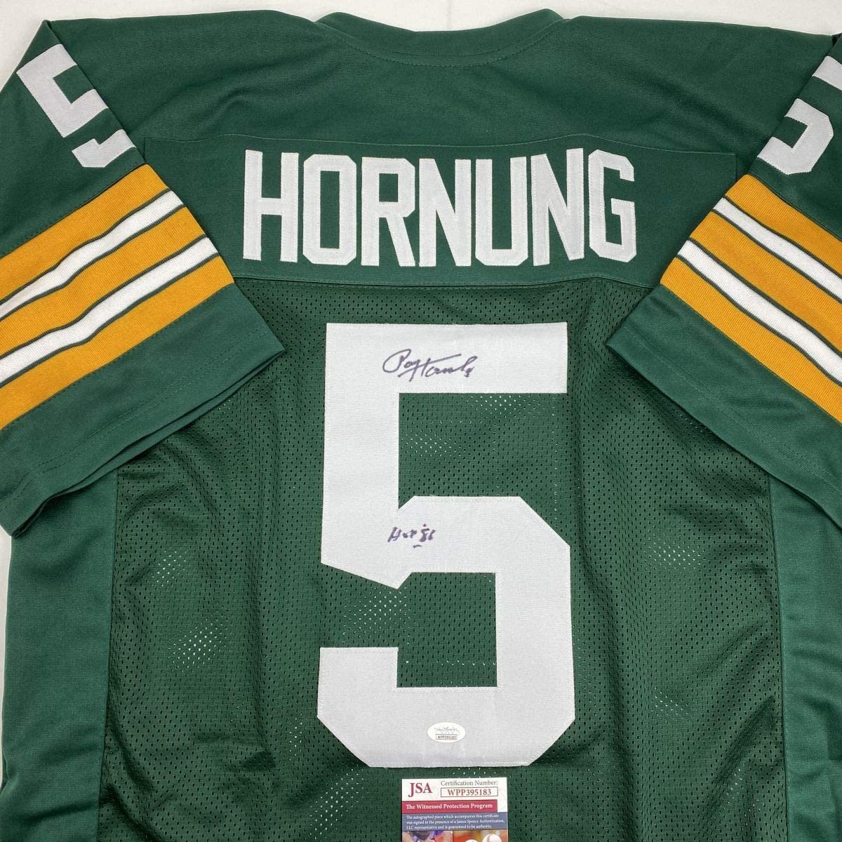 Autographed/Signed Paul Hornung HOF 86 Green Bay Green Football Jersey JSA COA