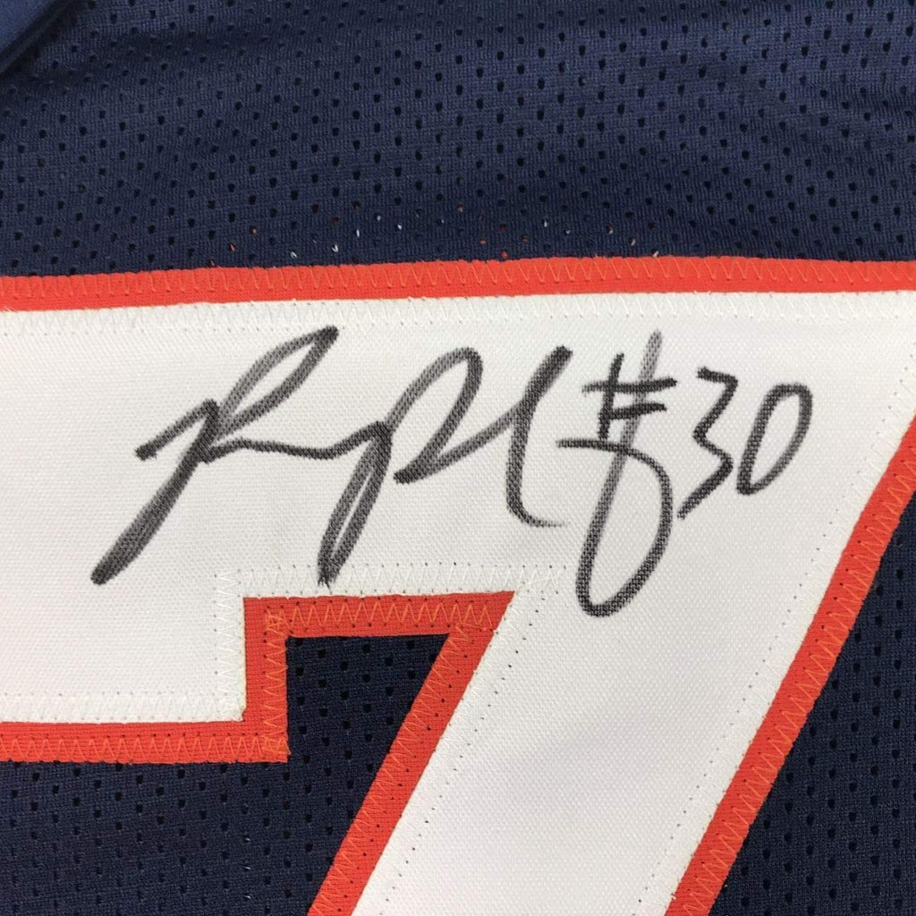 Autographed/Signed Phillip Lindsay Denver Blue Football Jersey JSA COA