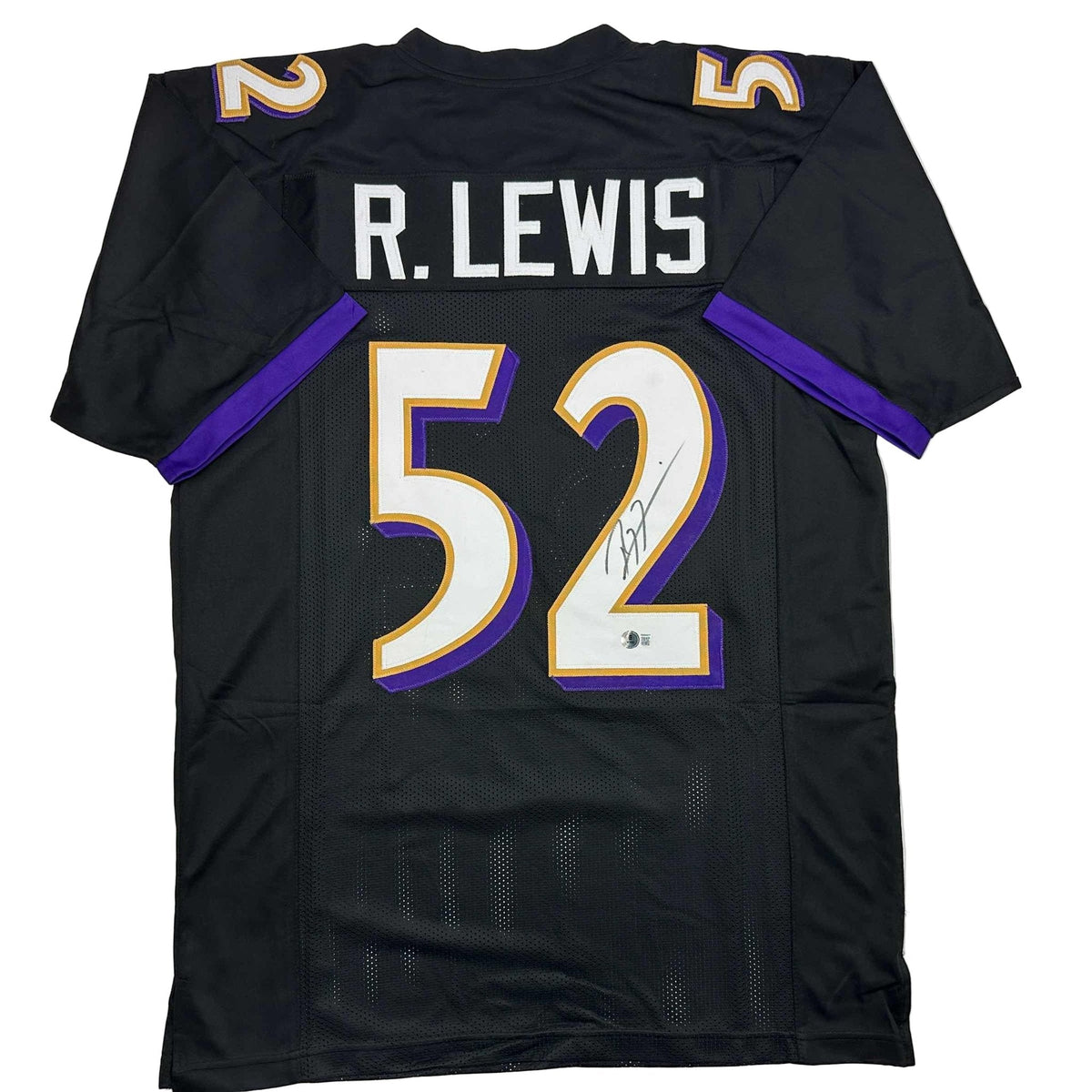 Autographed/Signed Ray Lewis Baltimore Black Football Jersey Beckett BAS COA