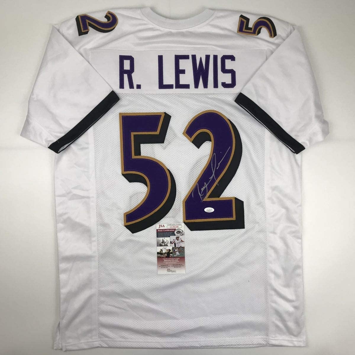 Autographed/Signed Ray Lewis Baltimore White Football Jersey JSA COA