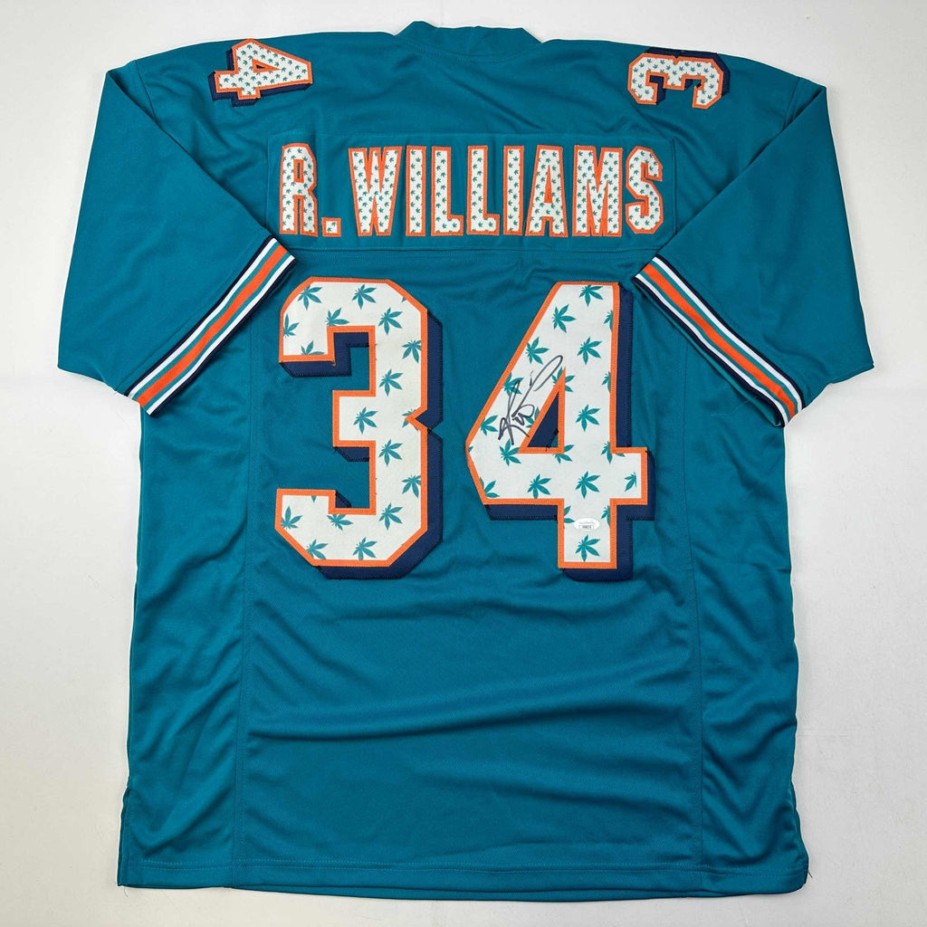 Autographed/Signed Ricky Williams Miami Teal Pot Leaf Football Jersey JSA COA