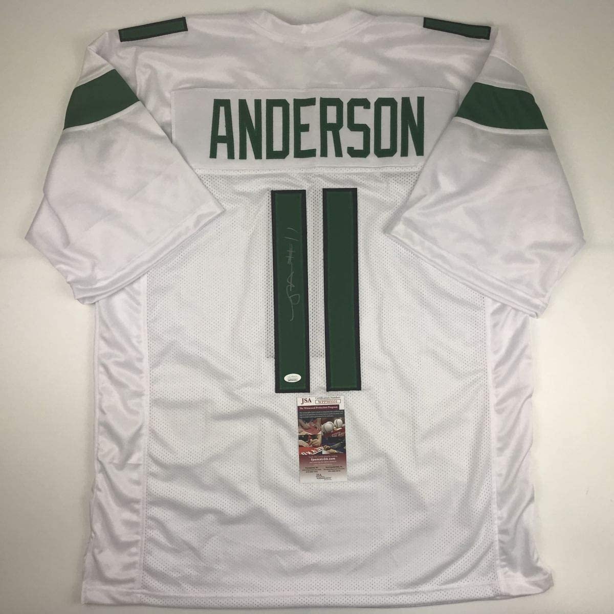 Autographed/Signed Robby Anderson New York 2019 White Football Jersey JSA COA