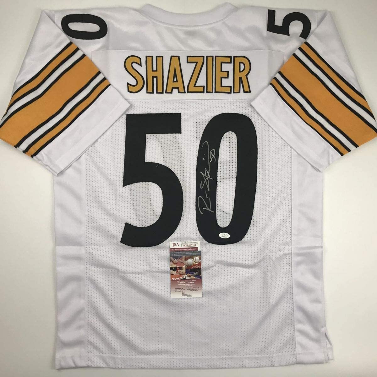 Autographed/Signed Ryan Shazier Pittsburgh White Football Jersey JSA COA