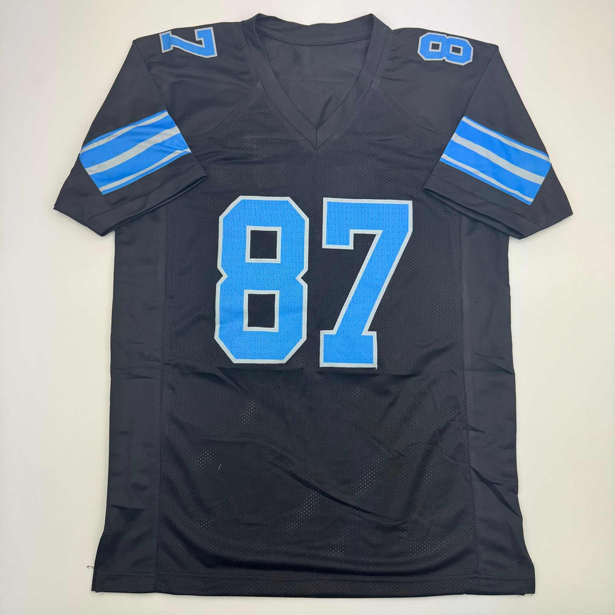 Autographed/Signed Sam LaPorta Detroit Black Football Jersey Beckett BAS COA