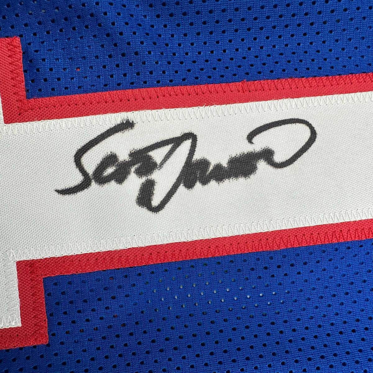 Autographed/Signed Scott Norwood Buffalo Blue Football Jersey Beckett BAS COA