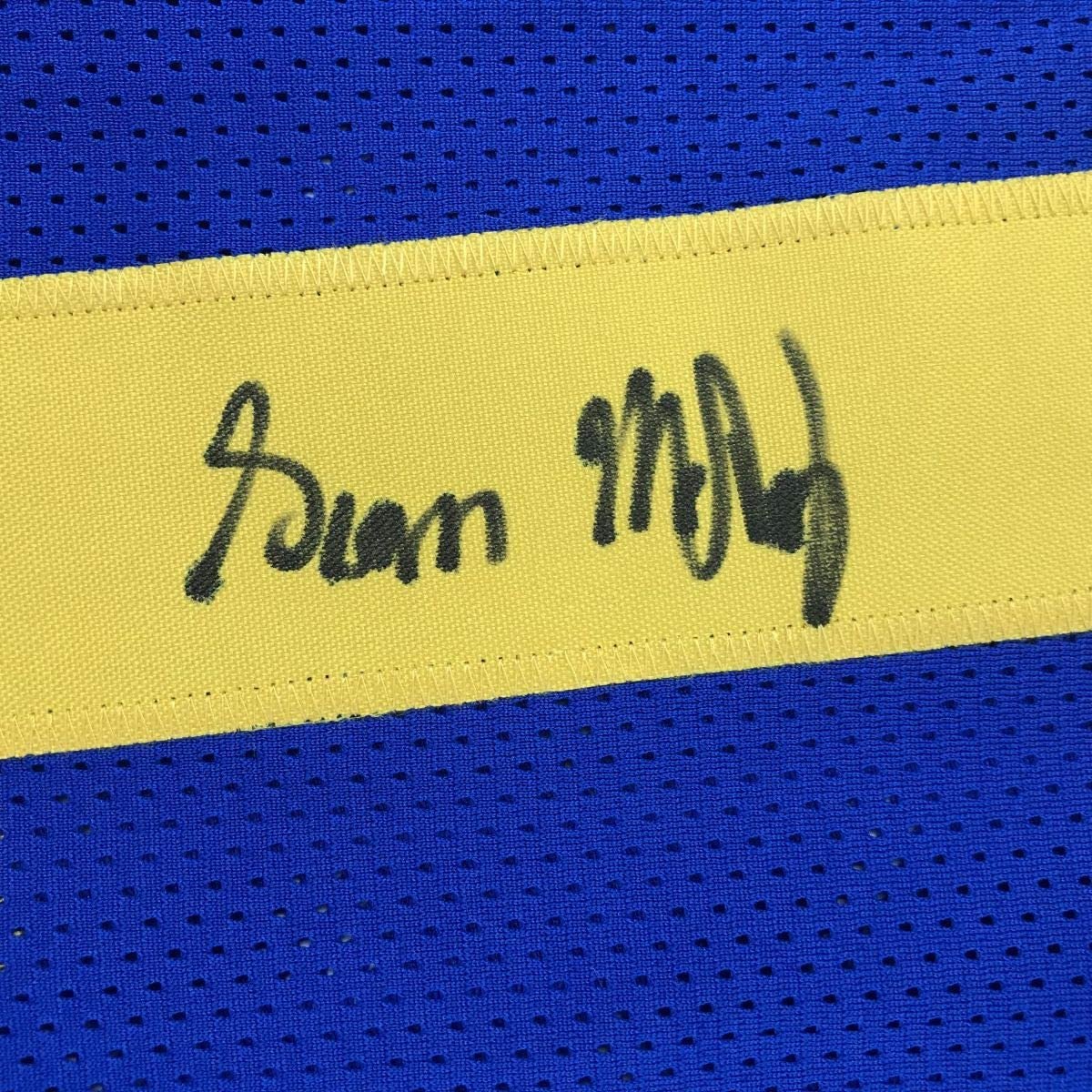 Autographed/Signed Sean McVay Los Angeles LA Retro Blue Football Jersey Beckett BAS COA