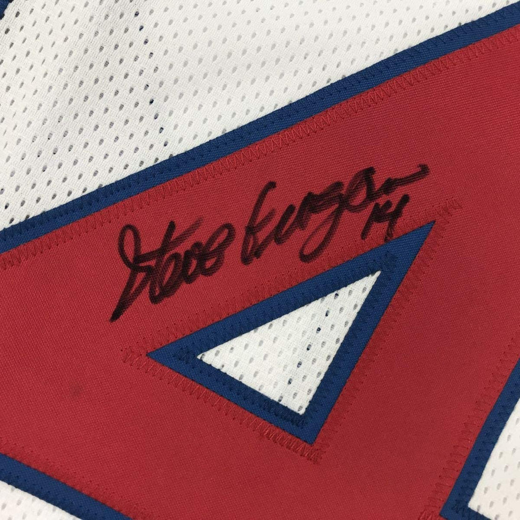 Autographed/Signed Steve Grogan New England White Football Jersey JSA COA