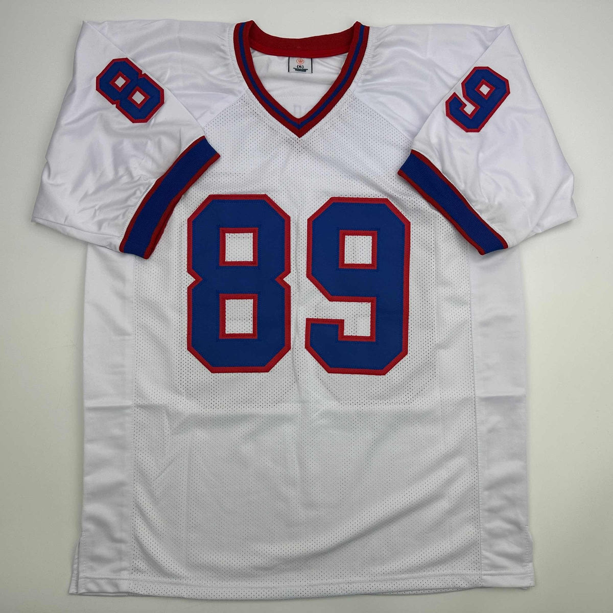 Autographed/Signed Steve Tasker Buffalo White Football Jersey JSA COA
