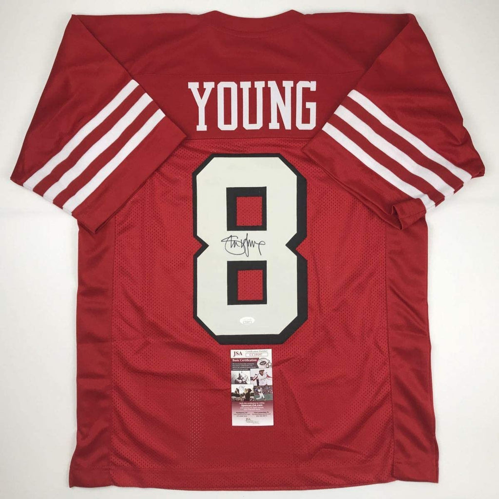 Autographed/Signed Steve Young San Francisco Red Shadow Football Jersey JSA COA