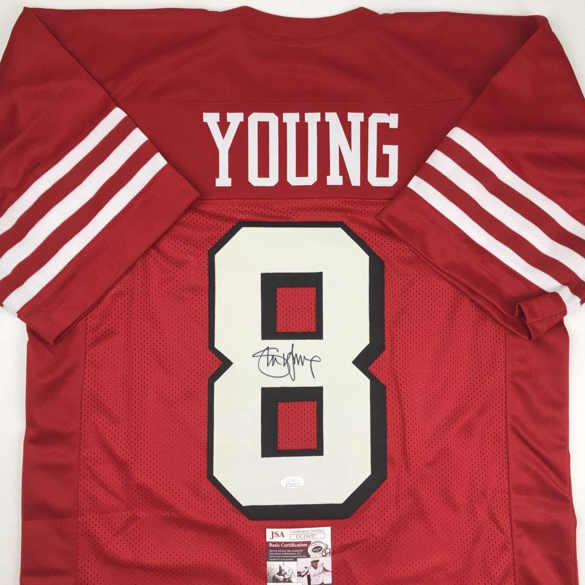 Autographed/Signed Steve Young San Francisco Red Shadow Football Jersey JSA COA