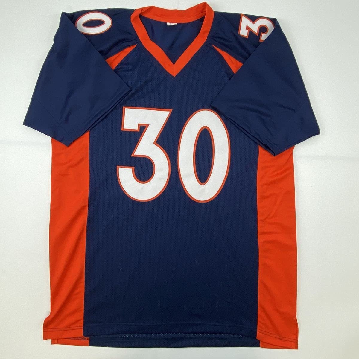 Autographed/Signed Terrell Davis HOF 17 Denver Blue Football Jersey JSA COA
