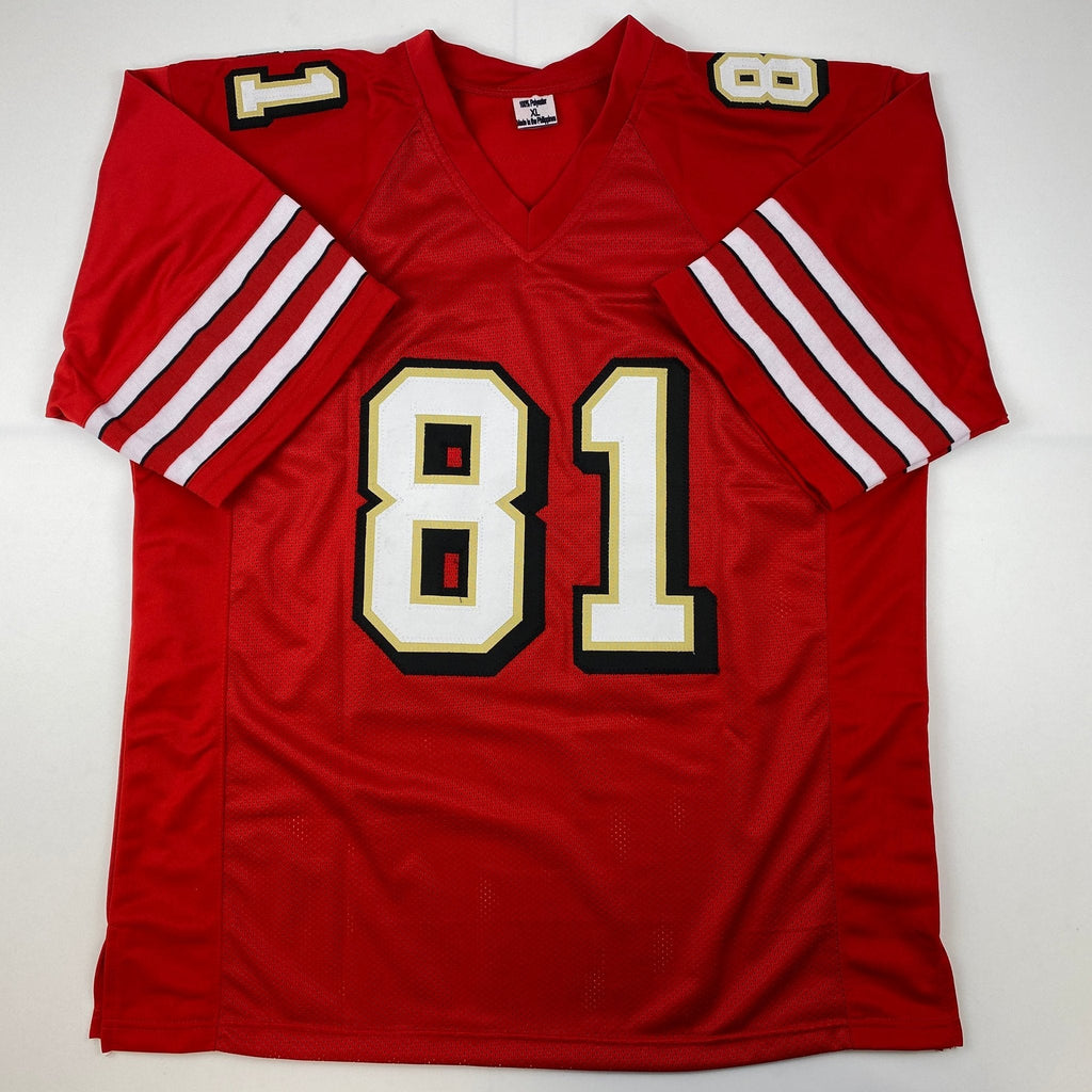 Autographed/Signed Terrell Owens San Francisco Red Football Jersey JSA COA