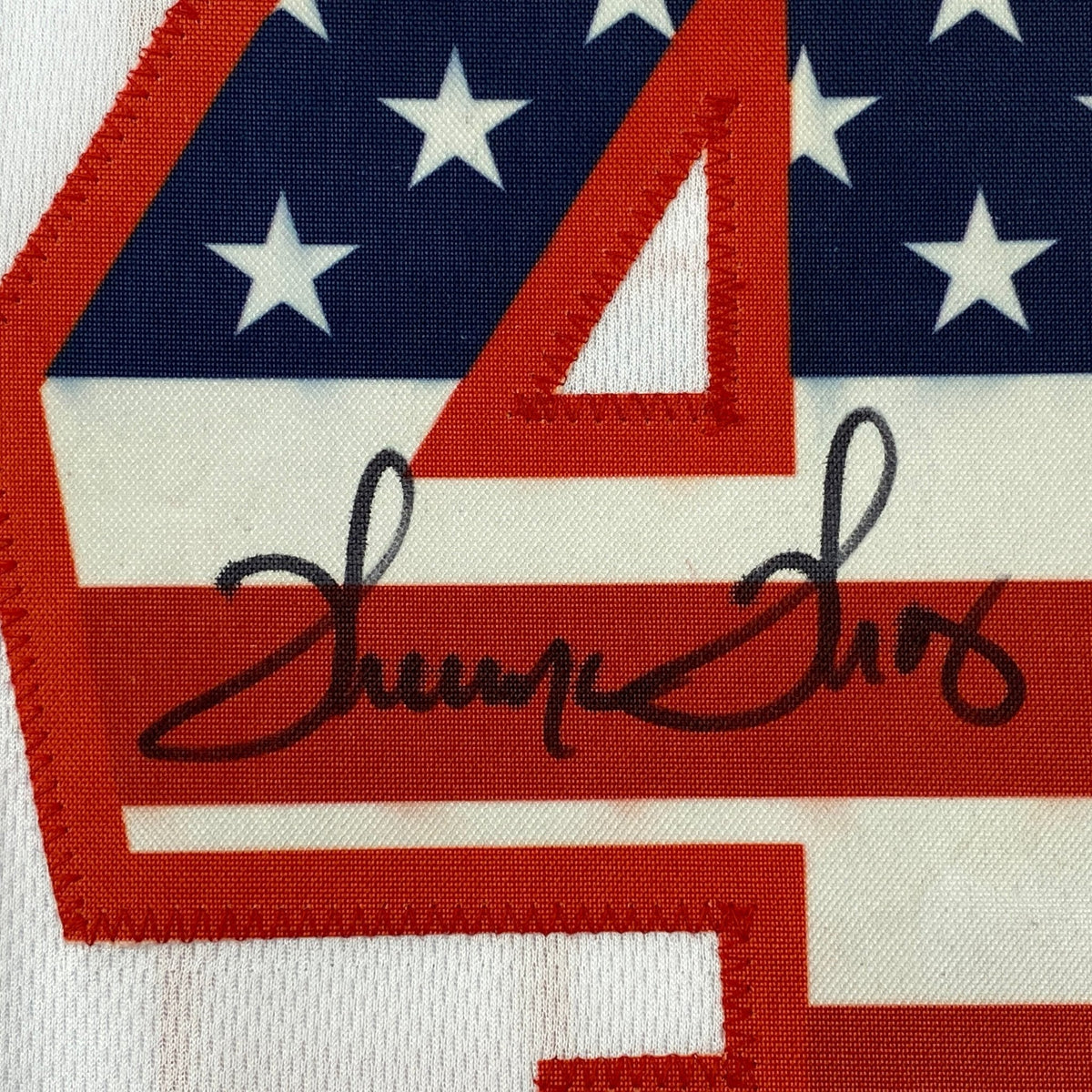Autographed/Signed Thurman Thomas Buffalo White American Flag Football Jersey JSA COA