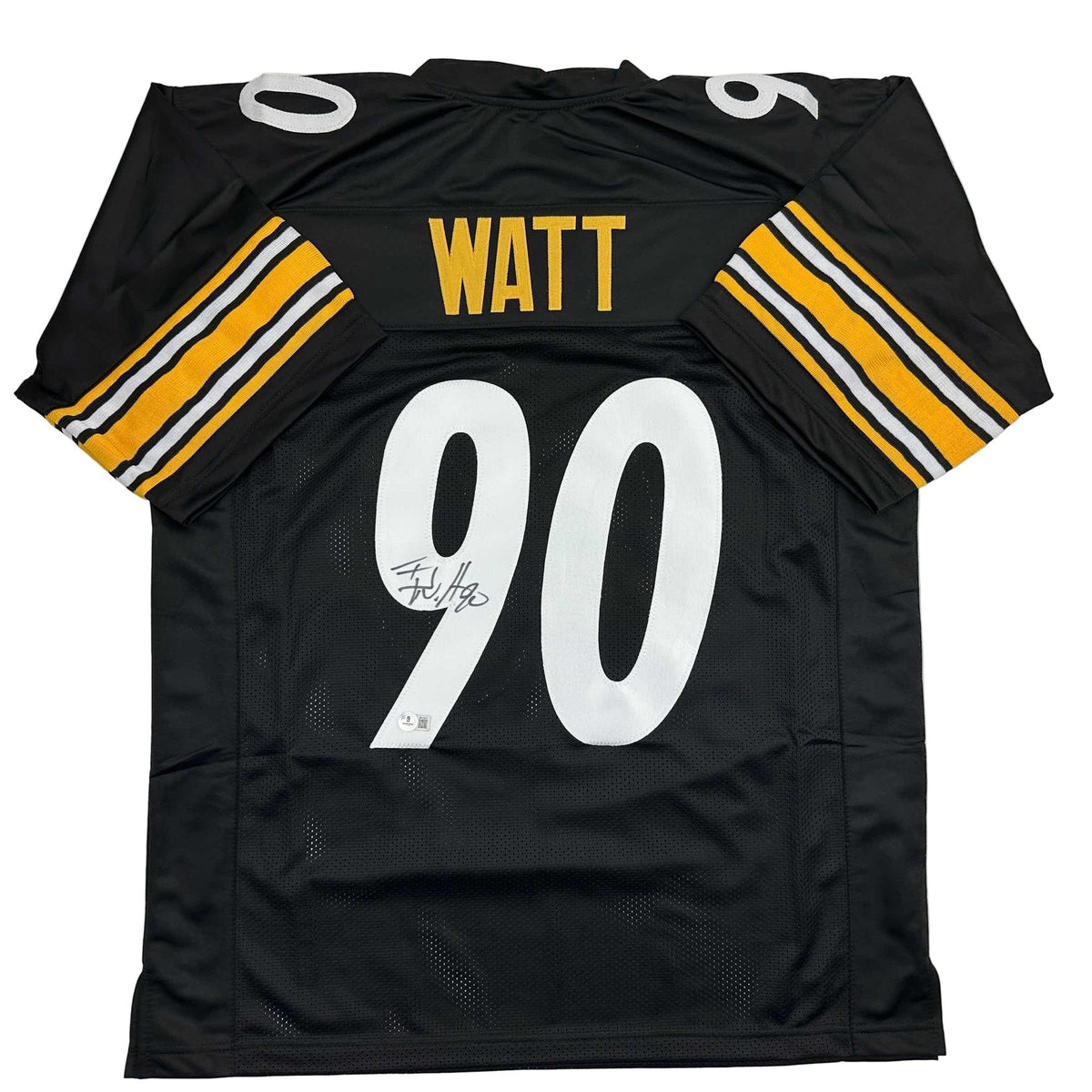 Autographed/Signed TJ T.J. Watt Pittsburgh Black Football Jersey Beckett BAS COA