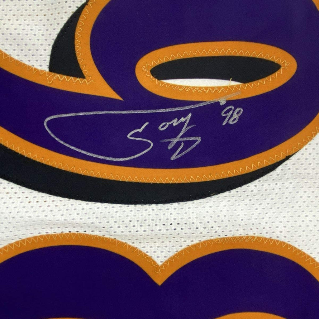 Autographed/Signed Tony Siragusa Baltimore White Football Jersey JSA COA
