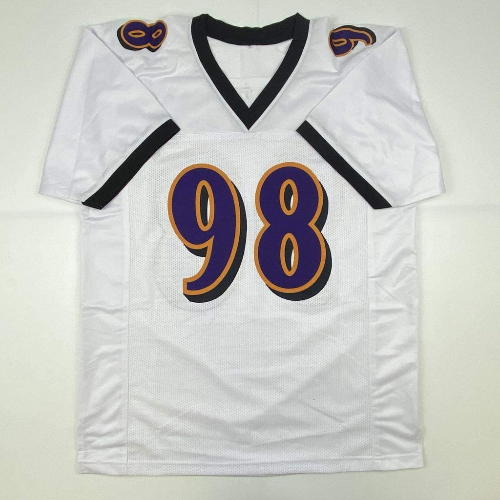 Autographed/Signed Tony Siragusa Baltimore White Football Jersey JSA COA