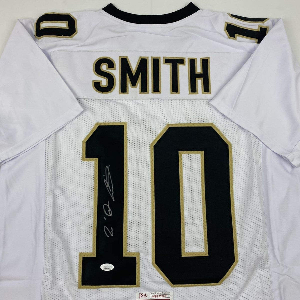Autographed/Signed Tre'Quan Smith New Orleans White Football Jersey JSA COA