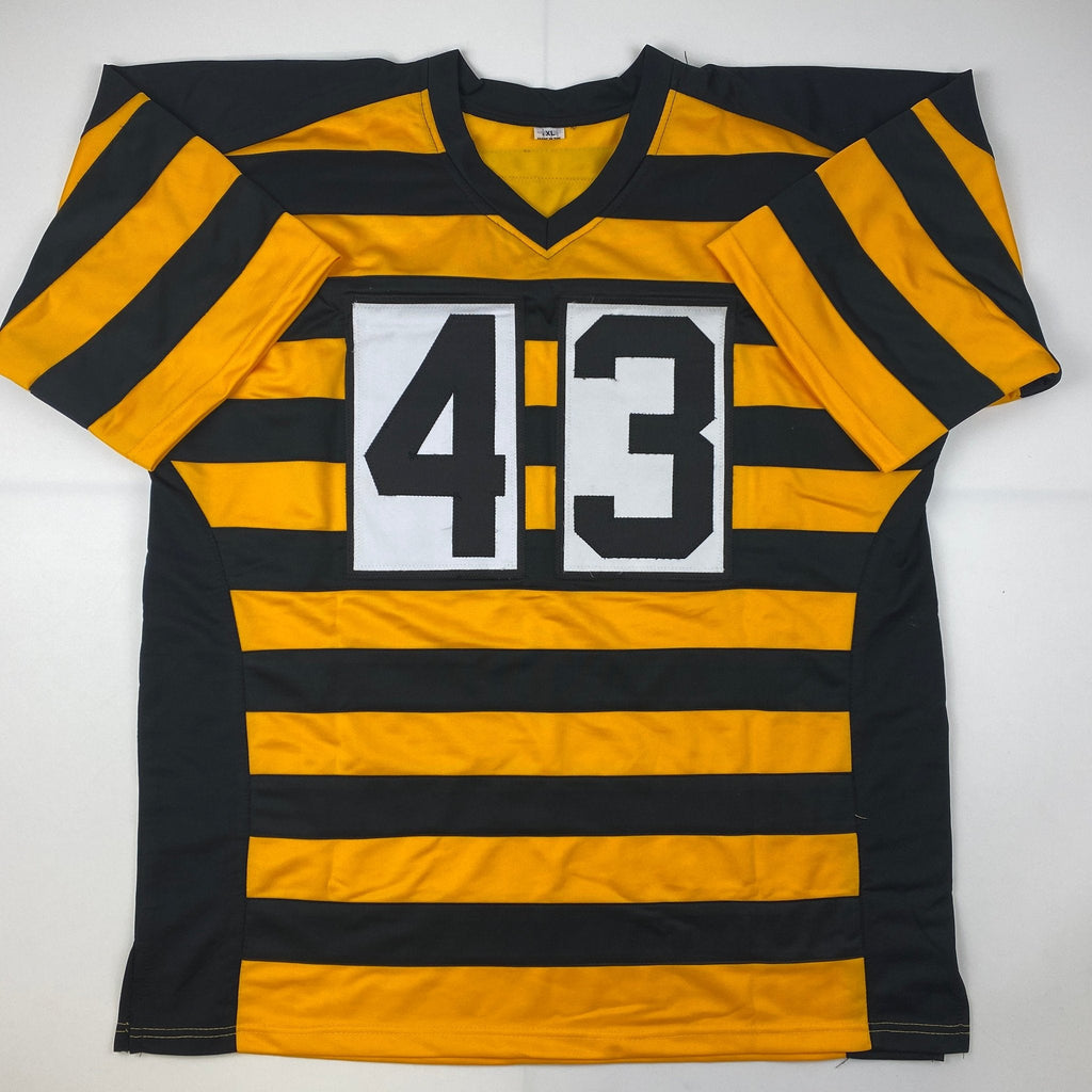 Autographed/Signed Troy Polamalu Pittsburgh Bumble Bee Football Jersey Beckett BAS COA