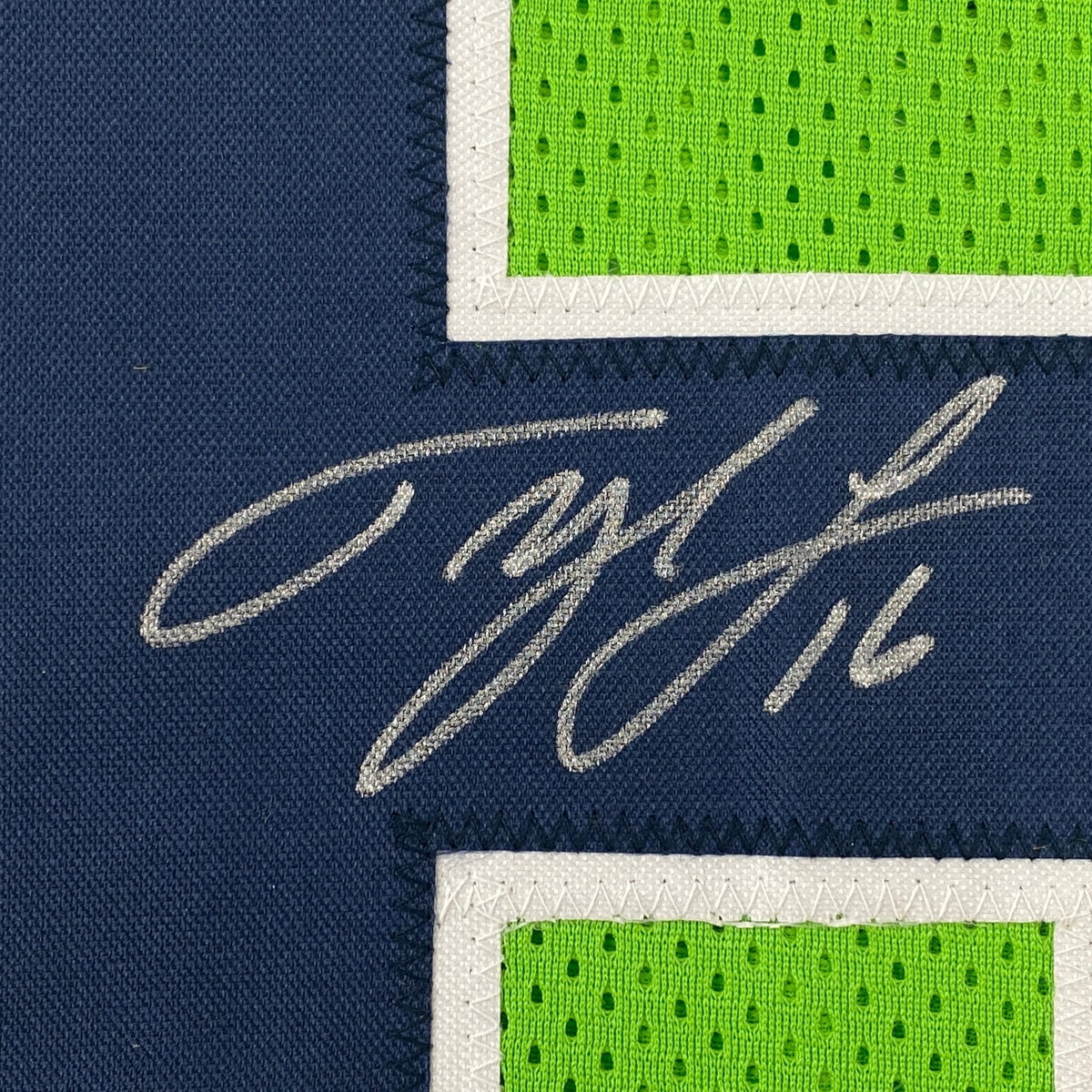 Autographed/Signed Tyler Lockett Seattle Green Color Rush Football Jersey JSA COA