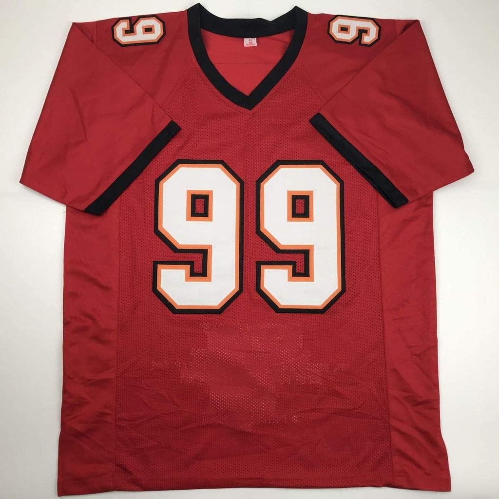 Autographed/Signed Warren Sapp Tampa Bay Red Stat Football Jersey PSA/DNA COA