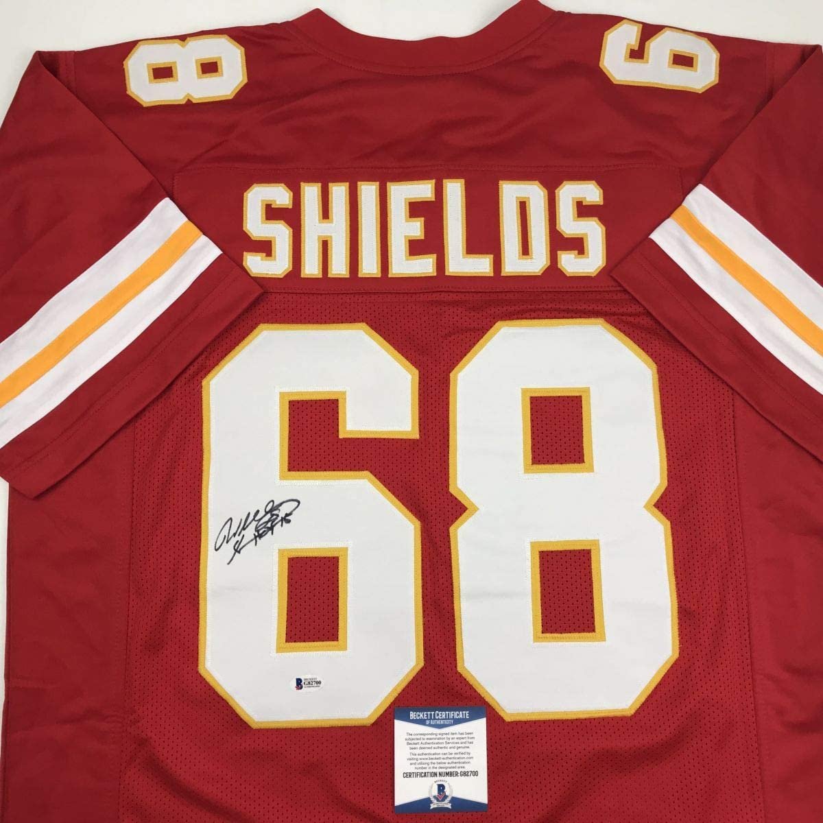 Autographed/Signed Will Shields HOF 15 Kansas City Red Football Jersey Beckett BAS COA