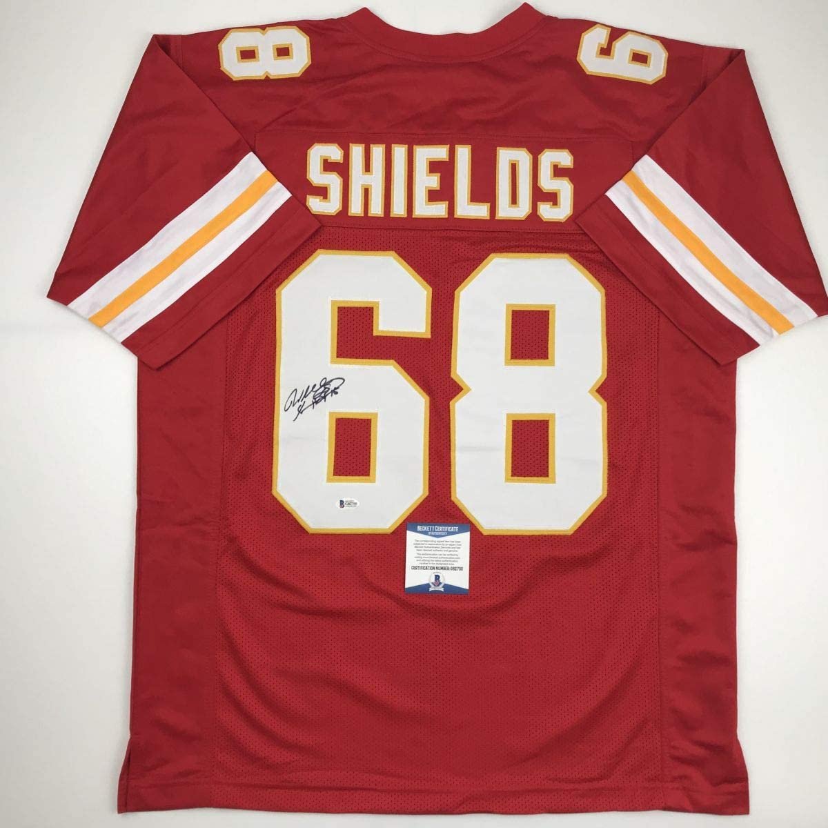 Autographed/Signed Will Shields HOF 15 Kansas City Red Football Jersey Beckett BAS COA