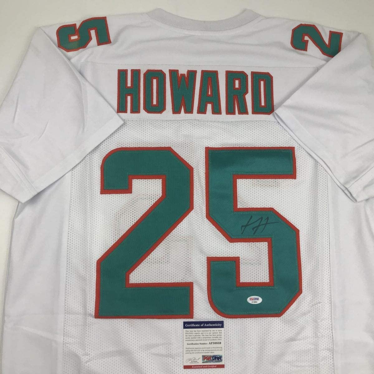 Autographed/Signed Xavien Howard Miami White Football Jersey PSA/DNA COA
