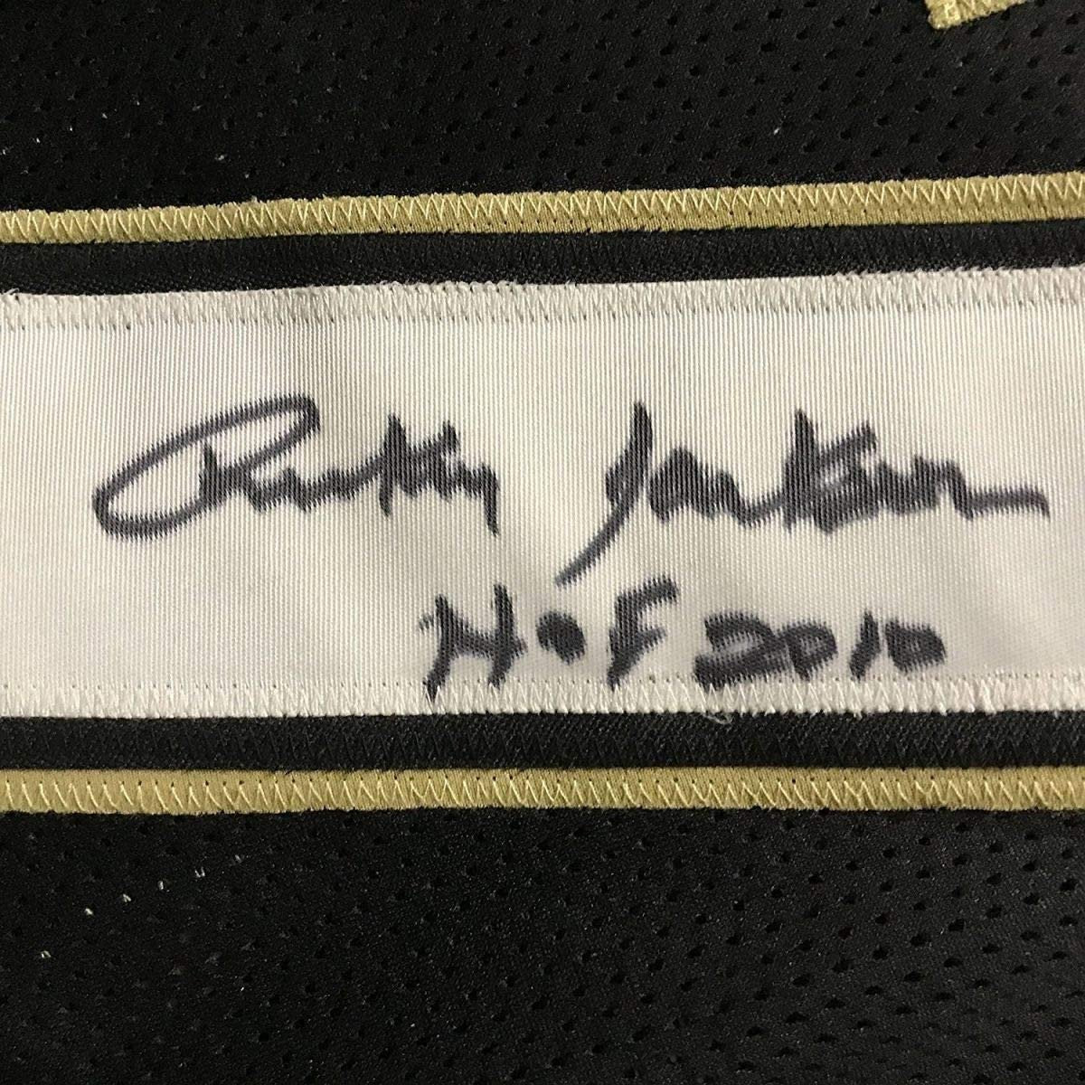 Framed Autographed/Signed Rickey Jackson 35x39 New Orleans Saints Black Football Jersey JSA COA