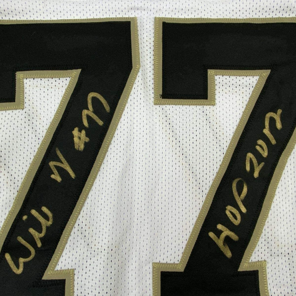 Framed Autographed/Signed Willie Roaf 35x39 New Orleans White Football Jersey JSA COA