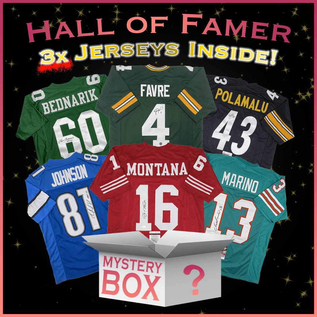 3x Hall of Famers Autographed/Signed Football Jerseys Mystery Box with PSA JSA or Beckett COA
