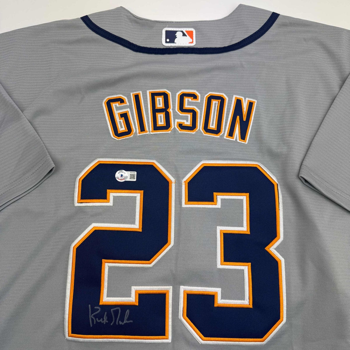 Autographed/Signed Kirk Gibson Detroit Tigers Grey Baseball Jersey Beckett BAS COA