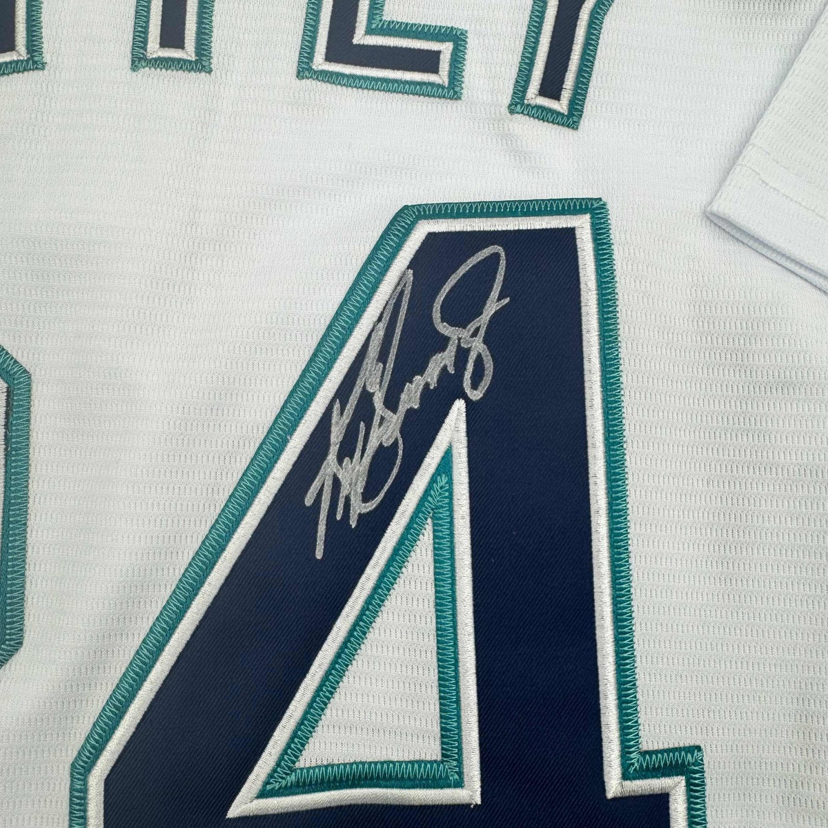 Framed Autographed/Signed Ken Griffey Jr. 35x39 Seattle White Baseball Jersey Beckett BAS COA